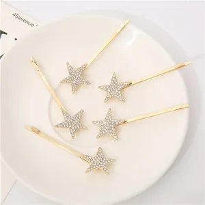 Juego de horquillas de estrella con pedrería, pinzas de aleación de zinc para mujeres.