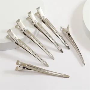 Mollette a Becco d'Anatra in Metallo per Creazione Accessori Capelli Fai da Te Geometrico Galvanico Minimalista Argento Nero Strumenti di Styling