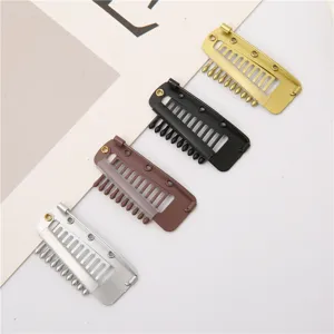 Clips de extensión de cabello de metal pinzas snap con soporte de silicona para pelucas.