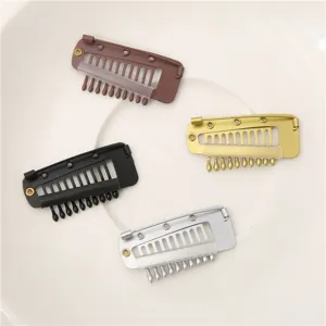 Clips de peluca de metal de 7cm horquillas de extensiones de cabello de 4 colores detalle