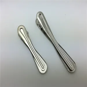 Metal hollow duckbill clips detail shot, figure-8 square design, DIY hair accessories parts.