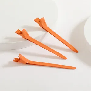 Professionelle 9cm Aluminium Haarklammern, orange Styling Entenschnabelklips für Make-up Salon.