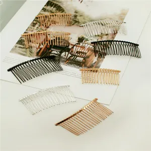 Metal hair combs set in gold, silver and black, perfect for DIY hair styling and accessories.
