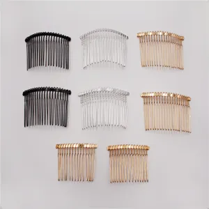 Metal hair comb set in various tooth counts and colors, perfect for DIY styling accessories.