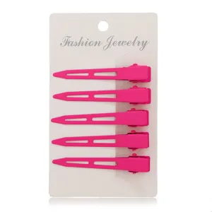 5 pcs pink duckbill hair clips candy color matte finish cute side bangs clips for women girls