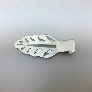 6cm silver leaf metal duckbill hair clip, hollow DIY hair accessory for styling and crafting.