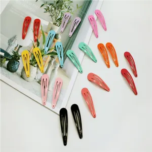 Colorful metal teardrop hair clips candy color snap hair clips for children girls daily styling