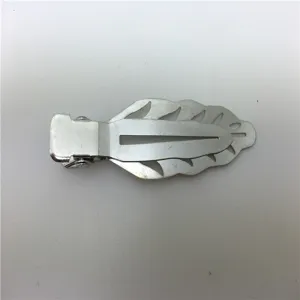Metal leaf hair clip detail view, 6cm hollow duckbill clip, DIY hair accessory part.