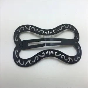 Nero fermaglio per capelli in metallo con intaglio stile coreano per bambine e ragazze.