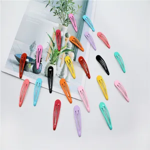 Minimalist Metal Enamelled Waterdrop Shape Snap Hair Clips Bright Candy Colors Sweet Bangs Barrettes Everyday Accessories For Women Kids Jewelry