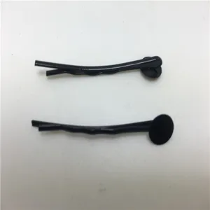 Lancette per capelli in metallo nero con cuscinetto rotondo piatto per accessori fai da te.