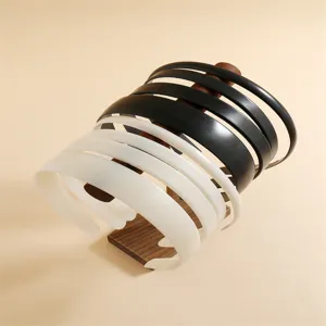 Plain black and white plastic headbands set, smooth toothless hair hoops for daily DIY use.