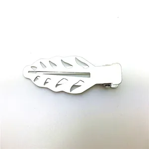 6cm metal leaf hollow duckbill hair clip DIY hair styling accessory silver fashion piece