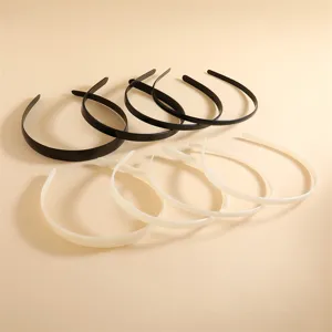 Classic plain plastic hair hoops in black and white colors, simple daily hair accessories for women.