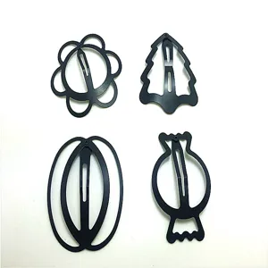 Set di mollette per capelli a scatto in metallo nero, accessori per bambini.