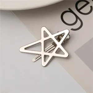 Metal star hair clip, sweet and cool duckbill hairpin for women, daily styling fringe accessory.