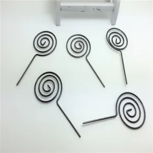 Portacarte promemoria a spirale in filo metallico nero forma di lecca-lecca 5 pezzi