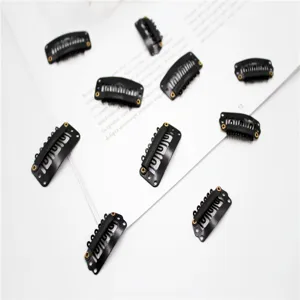 Schwarze Haarverlängerung Clips mit Silikonstreifen für DIY Perücken, sichere Styling Werkzeuge.