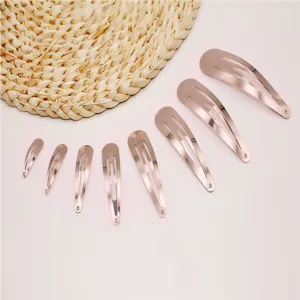 Rose gold metal snap hair clips set, assorted sizes water drop hair barrettes DIY accessories.