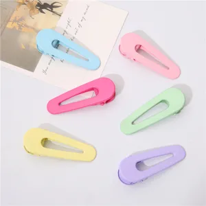6cm Candy Color Metal Duckbill Hair Clips Sweet Style Bangs Clips for Girls 6 Pcs Set