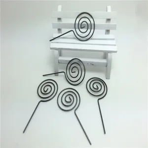 Porta memo in filo di metallo nero a spirale, supporto rotondo per biglietti da visita stand.