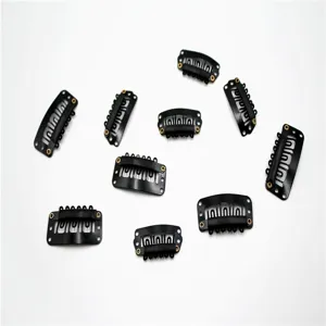 Schwarze Metall-Clip-Haarspangen mit Silikongriff für Haarverlängerungen DIY Perücken.