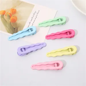 Set of 6cm candy color metal duckbill hair clips with cute wavy design for sweet daily hairstyles.
