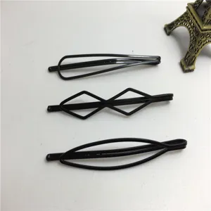 Set di 3 fermagli per capelli geometrici in metallo nero, forcine minimaliste eleganti.