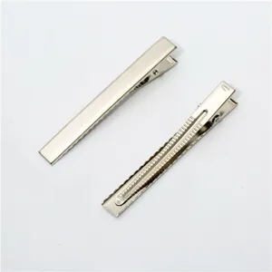Silver metal alligator hair clips, DIY hair accessories and styling tools, 2pcs set view.