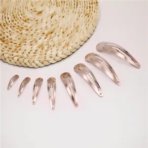 Metal snap hair clips set, multi-size metallic water drop BB clips for DIY styling and accessories.