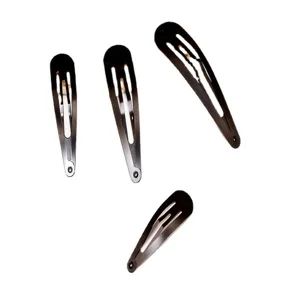 Black metal snap hair clips set, classic waterdrop BB hairpins for DIY children accessories.