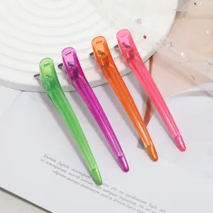 Colorful transparent hair duckbill clips 11.5cm long styling sectioning alligator clips