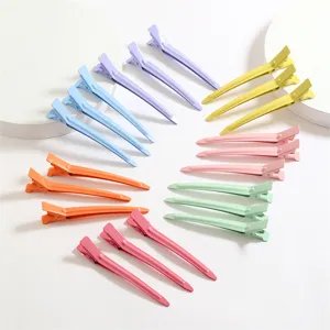 Pinces à Cheveux Crocodiles en Aluminium Couleur Unie Peinture au Four Géométrique Mat Laque pour Salon de Coiffure Femmes