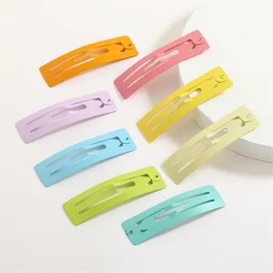 Colorful matte metal snap hair clips for girls, stylish 7cm hair accessories set.