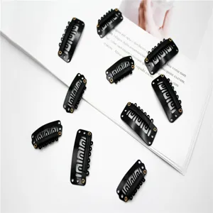 Schwarze U-förmige Perückenklammern Haarverlängerung Clips mit rutschfester Silikonleiste.