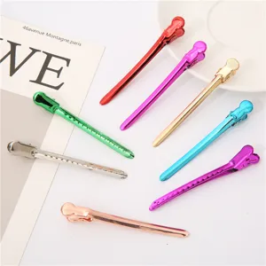 Metal Duckbill Hair Clips Professional Sectioning Alligator Hairpins Electroplated Colorful Long Alligator Clips Styling Position Clips For Salon Women Everyday Hair Accessories