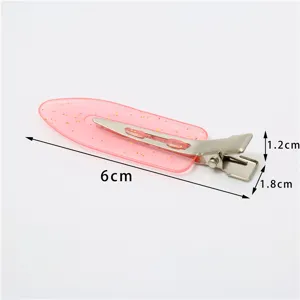 Pink glitter seamless hair clip candy color duckbill bangs clip 6cm styling tool for daily use
