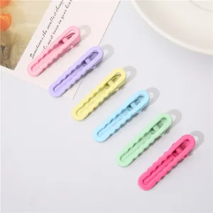 Colorful candy color duckbill hair clips for sweet girls and kids, cute wavy side hair clips.