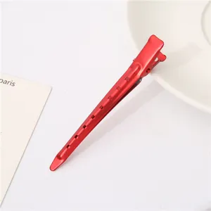 Red metal hair sectioning clip 9.5cm length styling duckbill clip professional hair styling tool.