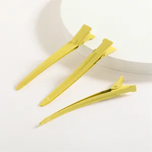 Pinces à cheveux bec de canard en aluminium jaune 9cm outil de coiffure professionnel