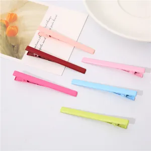 Sweet candy color metal duckbill hair clips set, cute side hairpins for daily styling.