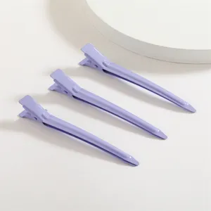 Pinces a cheveux bec de canard en aluminium 3pcs violet clair coiffure salon femmes