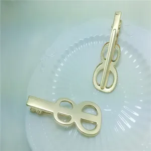 7cm Gold Guitar Shape Alligator Hair Clips Electroplated Alloy DIY Craft Hair Accessories