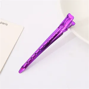Purple metal duckbill hair clip 9.5cm long salon styling sectioning clip glossy finish
