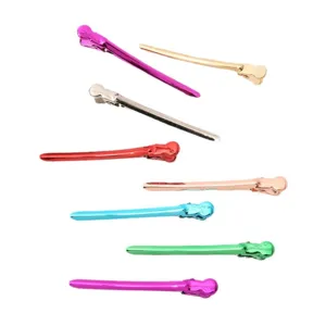Professional metal duckbill hair clips for styling, sectioning and hairdressing salon use.
