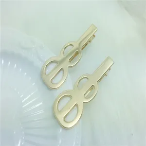 Electroplated Iron Guitar Shaped Hollow Alligator Hair Clips Base Korean Style DIY Jewelry Making Findings Craft Accessories