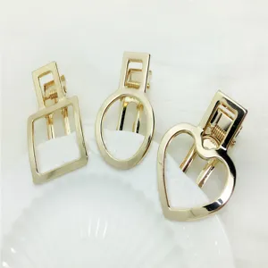 Gold hollow geometric hair clips set including square round and heart shapes DIY accessories.