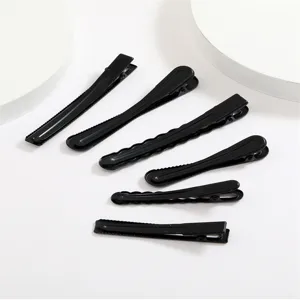 Schwarze Metall Entenschnabel Haarklammern Set, Wellen Design, ideal fuer Styling und DIY.