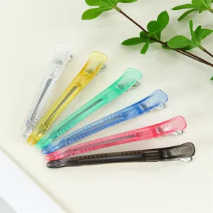 Pinzas para el cabello transparentes coloridas, pinzas de pico de pato para peluquería.