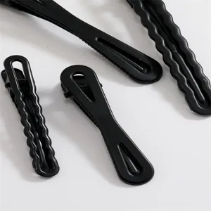 Schwarze matte Entenschnabel Haarklammern mit Wellenmuster, DIY Haarspangen Set für das Styling